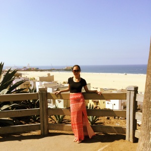 Behind me to the left is the Santa Monica pier